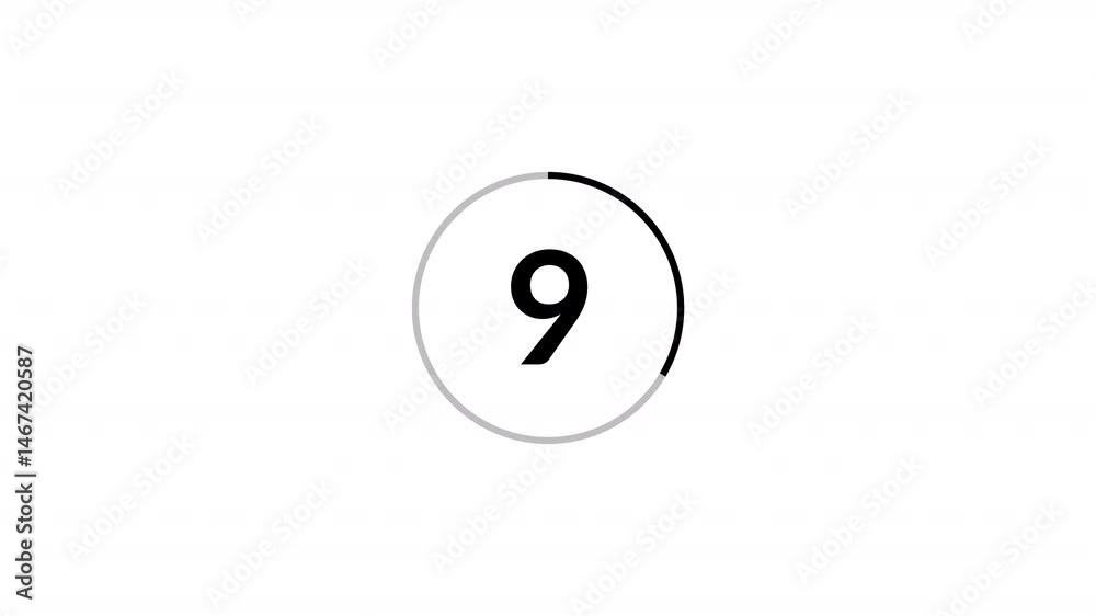 Fifteen Second countdown animation from 15 seconds to 0 seconds on a transparent background, 15 second countdown timer with alpha channel



