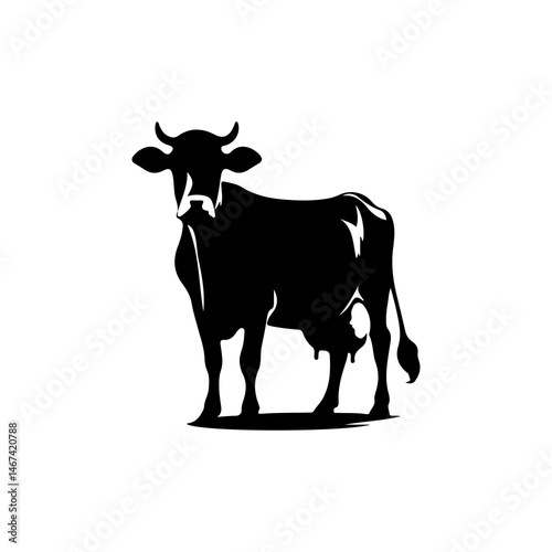 Tableau sur toile Black silhouette of a standing Holstein dairy cow.