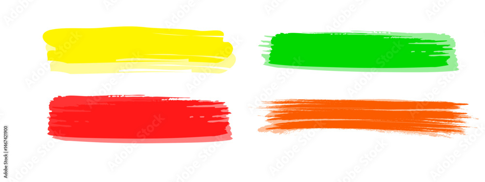 Obraz premium highlighter white background. set of paper banners. Yellow, green, and red highlighters. Element vector for highlight of text 