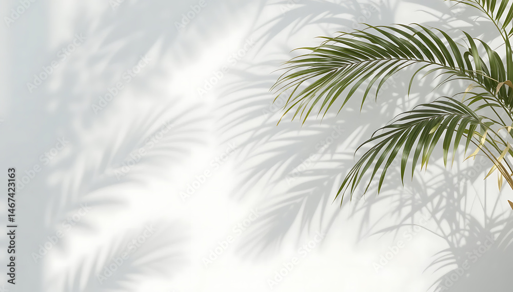 Fototapeta premium Palm Leaf Shadow on White Wall