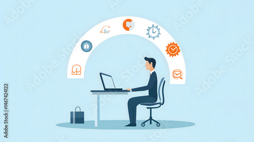 businessman sitting on a chair with a laptop