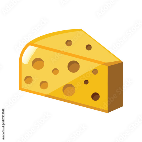 Swiss cheese vector illustration. wedge of cheese, dairy food ingredient, yellow holes cheese, snack and cooking graphic
