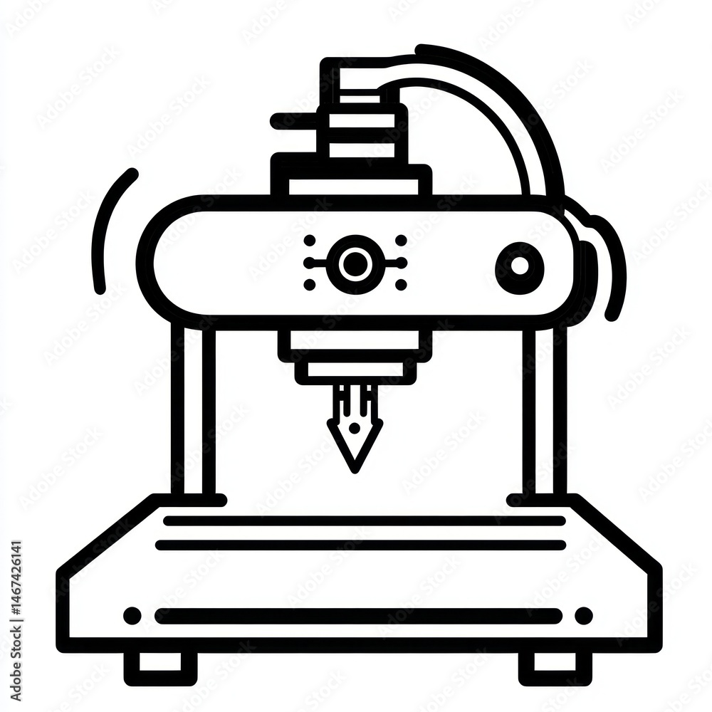 Fototapeta premium 3D printer creating object, isolated white background, technology