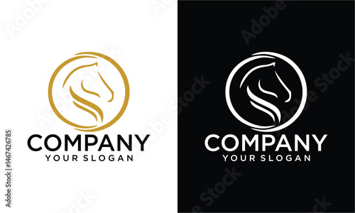 Creative horse head logo design. linear style luxury icon vector photo