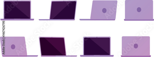 Flat vector illustration of  minimal laptop. Includes isolated elements for easy customization. Perfect for web design, app mockups, and technology-related visuals.