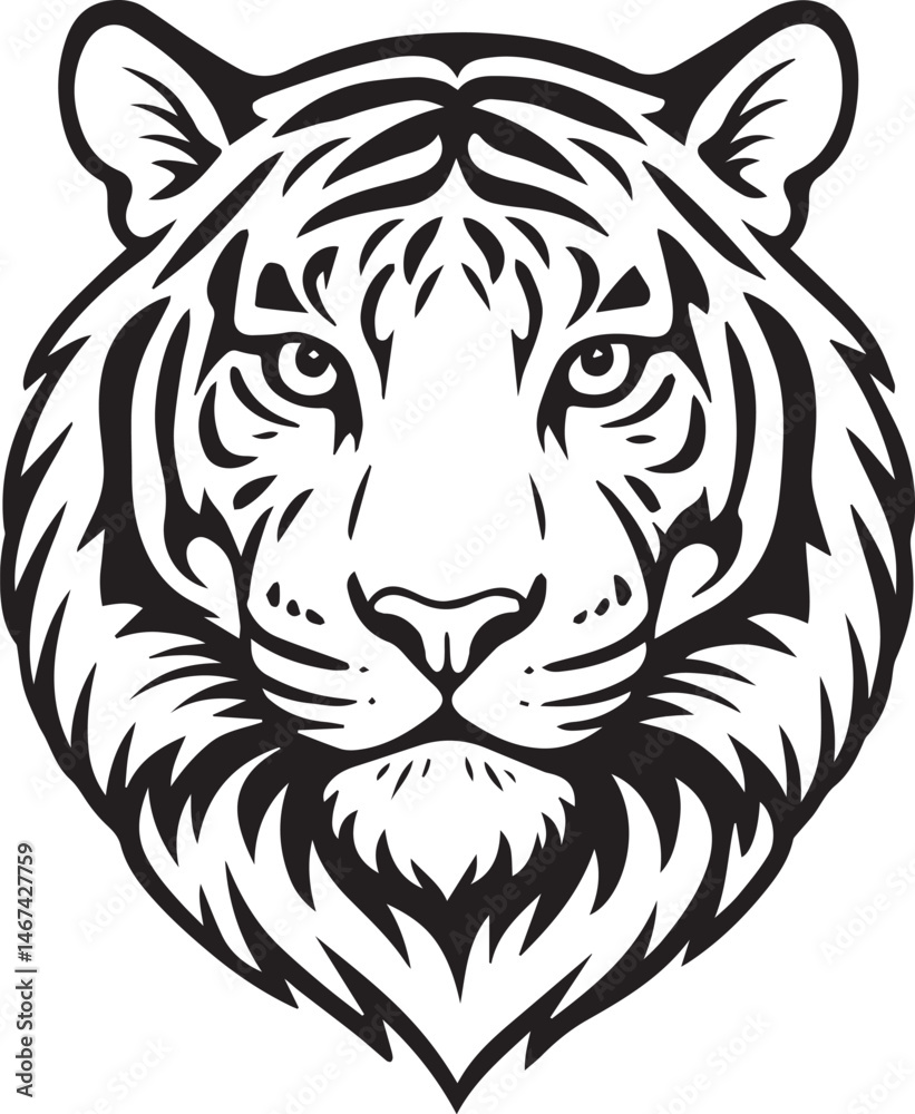 Elegant Tiger Head Line Art – Minimalist Vector Illustration Elegant Tiger Head Line Art – Minimalist Vector Illustration