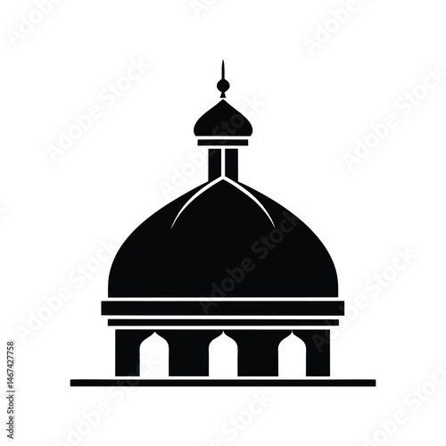 Mosque dome silhouette vector illustration. Islamic architecture, religious building, sacred dome, traditional design

