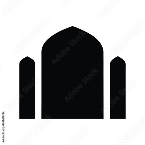 Islamic arch silhouette vector illustration. Traditional arabesque architectural frame, oriental doorway shape, design element