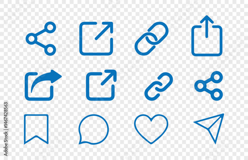 Share Big icon vector Collection.Like, love, heart, thumb up, repost, comment, share, save, more icon. arrows button sign. vector illustration eps 10