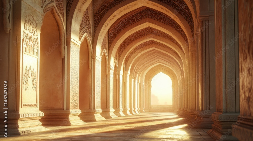 Obraz premium Arched Corridor with Sunlight