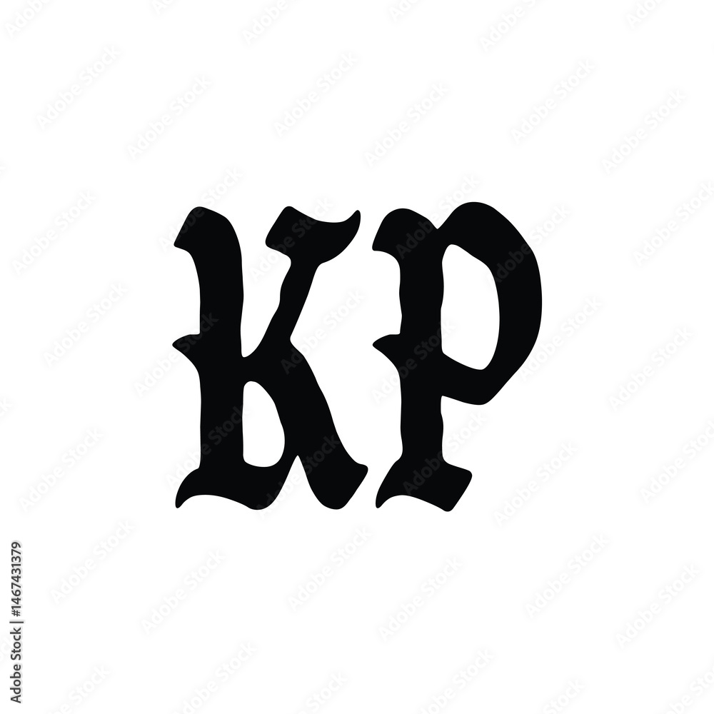 Fototapeta premium KP monogram logo design letter text name symbol monochrome logotype alphabet character simple logo