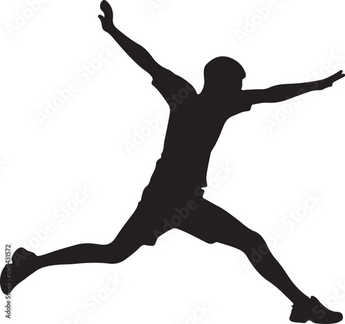 Dynamic Leaping Silhouette | Courageous Athletic Pose | Powerful Motion | Energetic Jump | Action Figure in Mid-Air