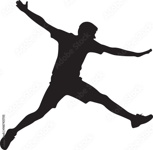 Dynamic Leaping Silhouette | Courageous Athletic Pose | Powerful Motion | Energetic Jump | Action Figure in Mid-Air