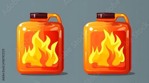 Professional Fuel Jerrycan with Flammable Sign for Industrial Safety Precautions