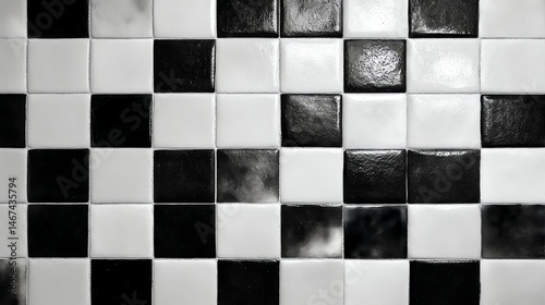 Classic black and white checkerboard ceramic tiles for a retro diner vibe. Perfect for kitchens, bathrooms, or vintage-inspired spaces. High-contrast, timeless design © artpoizzy