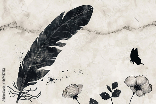 Abstract artistic feather poster background. texture texture. Used for design, printing, wallpaper, cards, murals, carpets, paintings, prints, etc.