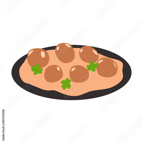 Indonesian Food Closeup Meatballs Illustration