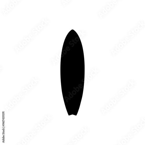 Surf Board black silhouette vector flat illustration on white background.