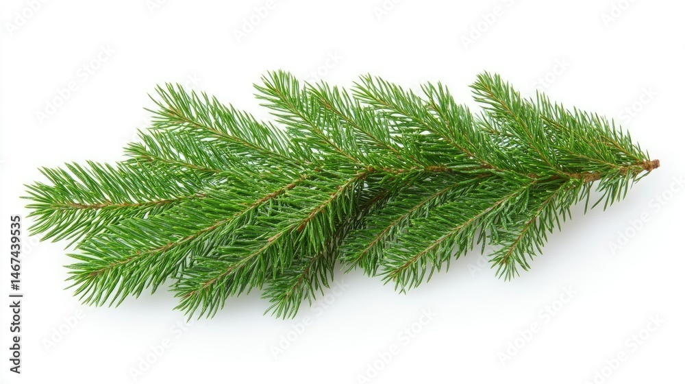 Obraz premium Evergreen Branch on White Background