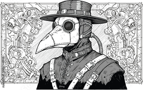 Steampunk Plague Doctor Coloring Pages