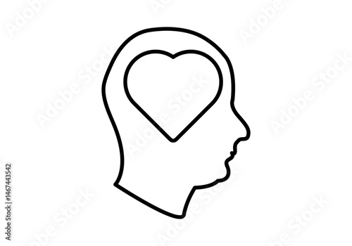 Icono negro de cabeza con corazón representando salud mental