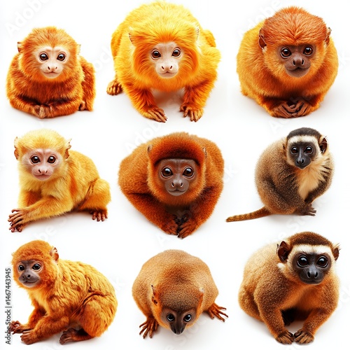 Wallpaper Mural Adorable Golden Lion Tamarins Monkeys Cute Wildlife Animals Nature Photography set red eyes baby Torontodigital.ca