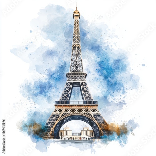 Wallpaper Mural A vibrant watercolor illustration of the iconic landmark, perfect for travel blogs, brochures, or educational materials related to Paris or architecture, It evokes a sense of culture and romance, Torontodigital.ca