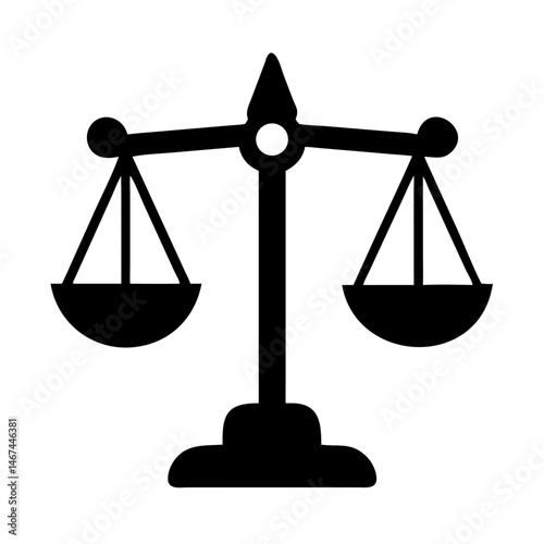 Simple black and white scale of justice illustration.A classic, symbolic illustration of a balance scale.