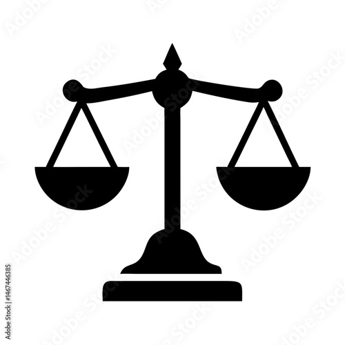 Simple black and white scale of justice illustration.A classic, symbolic illustration of a balance scale.