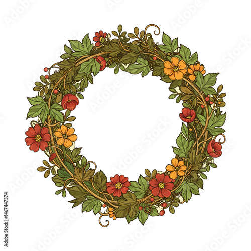 vector illustration of christmas wreath isolated on white background 01