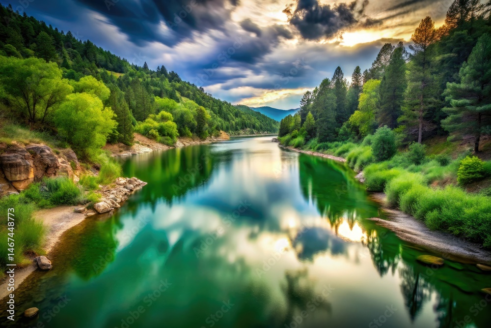 Fototapeta premium Long Exposure Photography: US Water Conservation - Drought, Rivers, Reservoirs, Sustainability