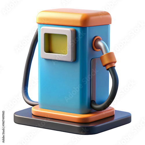 Cute 3D gas pump icon blue orange design on transparent background Perfect for app website game 119 characters
