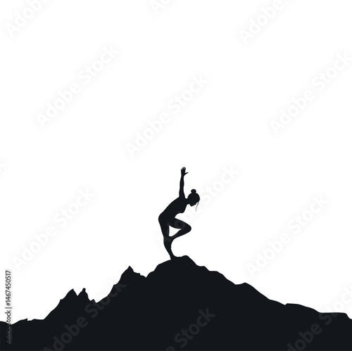 silhouette of a man doing yoga on mountain 01