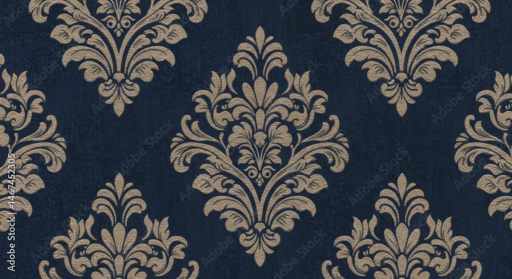 AI image displaying a luxurious blue metallic surface with an embossed floral baroque pattern, creating a rich, textured, elegant design. AI image displaying a luxurious blue metallic surface with an embossed floral baroque pattern, creating a rich, textured, elegant design.