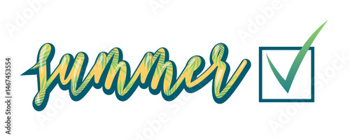 summer holiday vacation icon vector illustration graphic design,handwritten text Summer, for calendar, planner