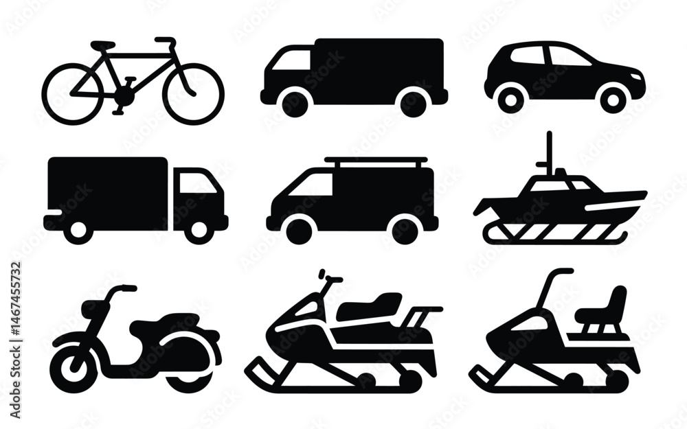 Fototapeta premium minimalis transportation icons set