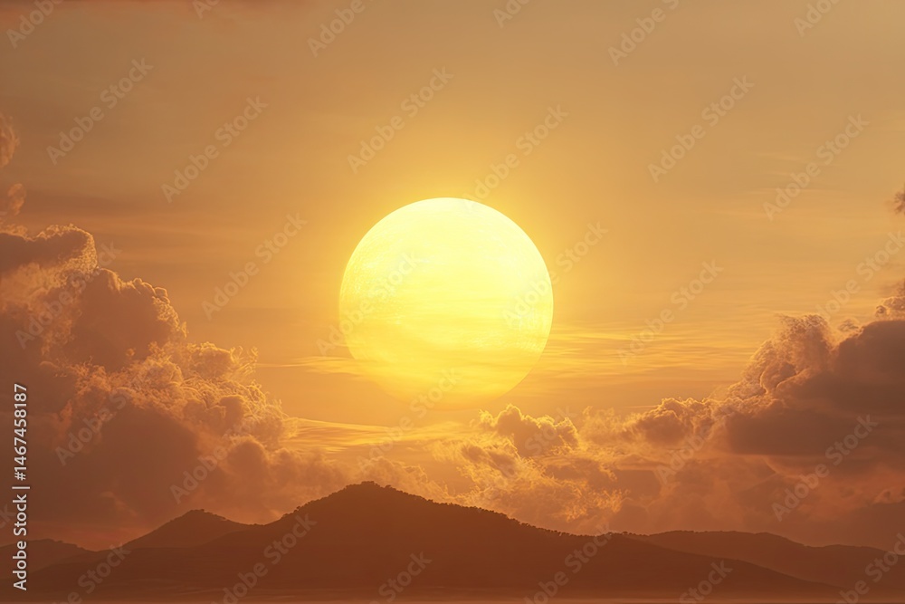 Obraz premium Golden sunset over mountains