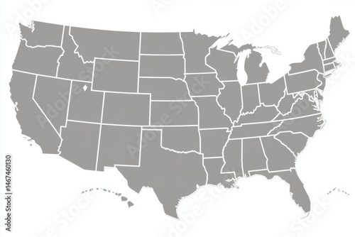 Wallpaper Mural United States Map in Gray Torontodigital.ca