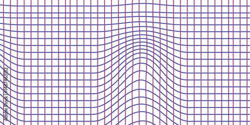Distorted Geometric Grid Pattern Vector - Abstract Wavy Lines Design in Purple and Pink
