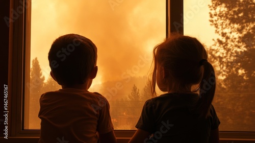 Children watch wildfire through window (1)