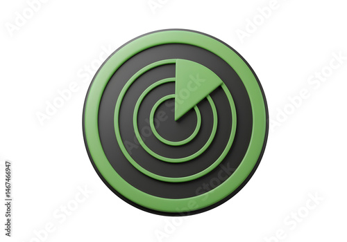 3D soft green and black circular air radar icon