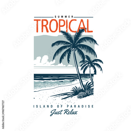 Summer Tropical just relax beach nature vector graphic design