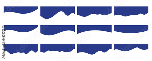 Set of website divider, separator curve shape abstract design element vector illustration on white background