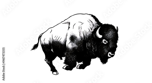 Bison Illustration Isolated on White Background