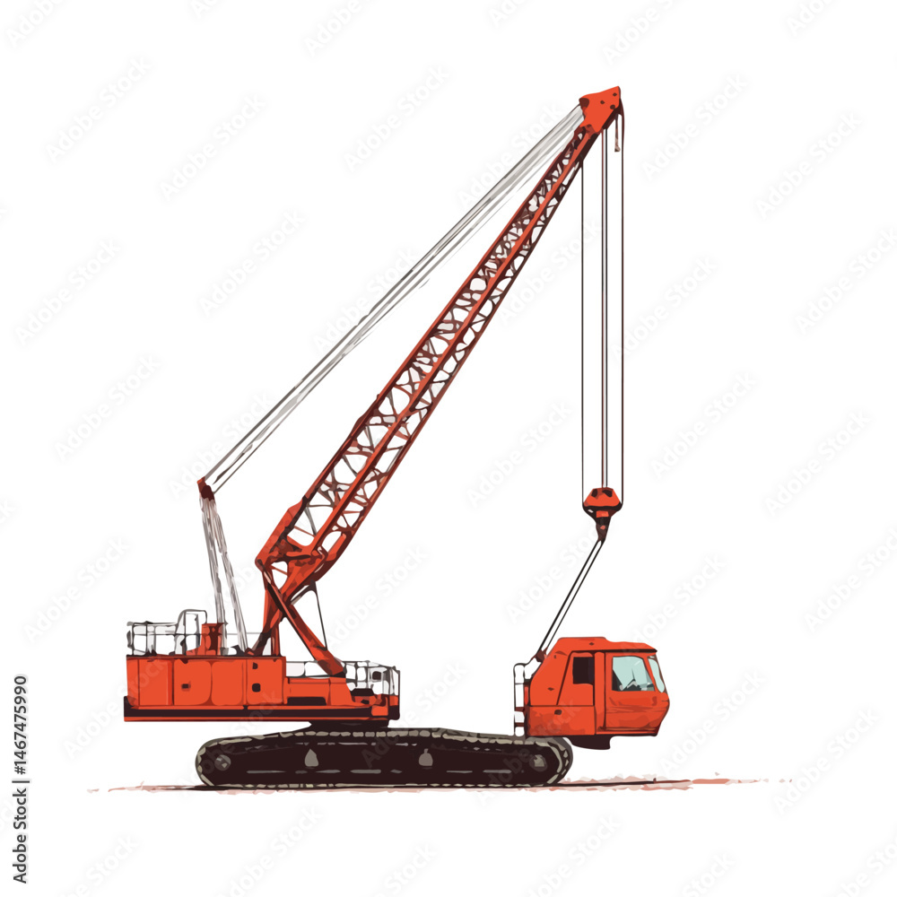 Construction Crane In Action Flat vector, minimalist design, isolated on a white background. Construction Crane In Action Flat vector, minimalist design, isolated on a white background.