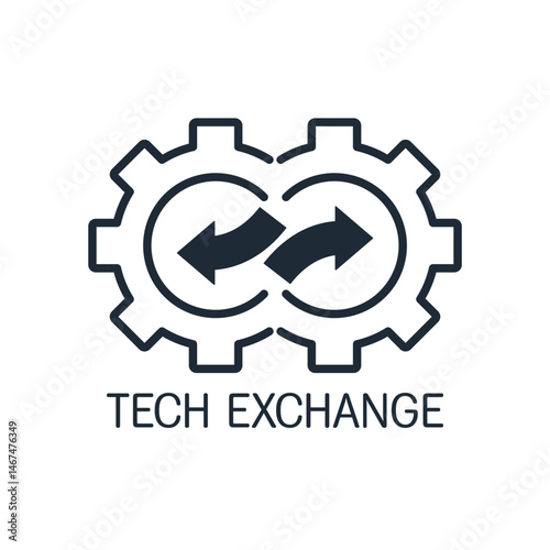 Exchange of scientific and technical knowledge and modern technologies.Vector linear icon isolated on white background.