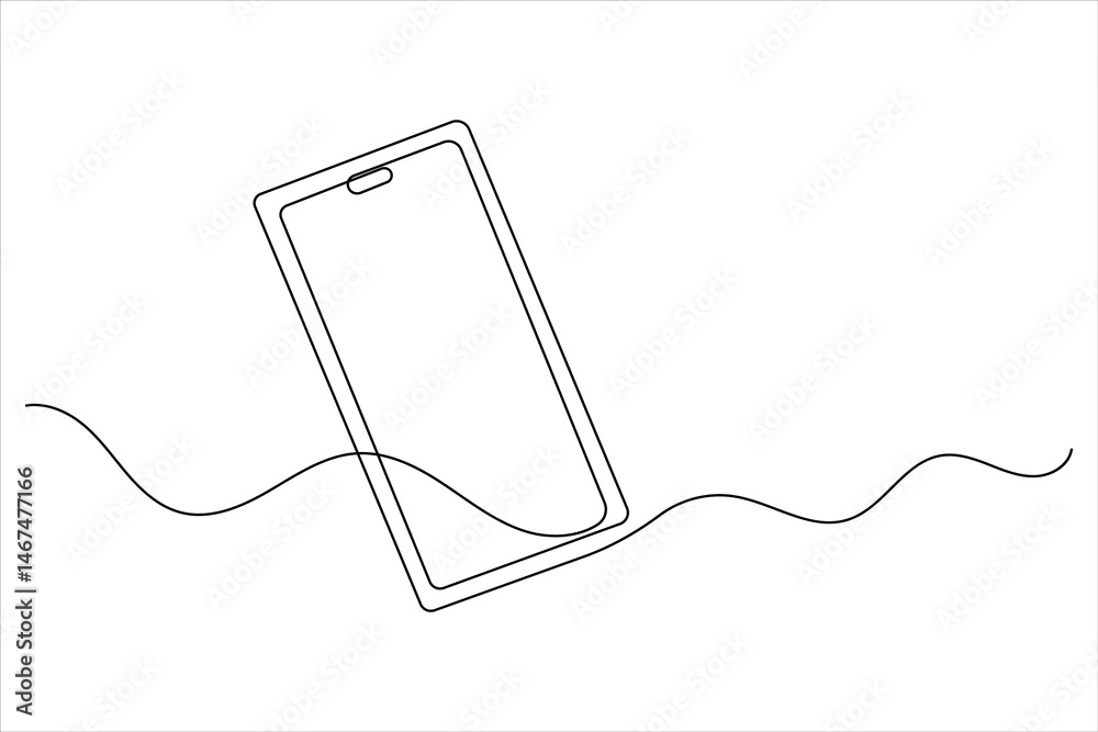 Obraz premium Smart phone icon continuous one line drawing with isolate simple outline vector illustration