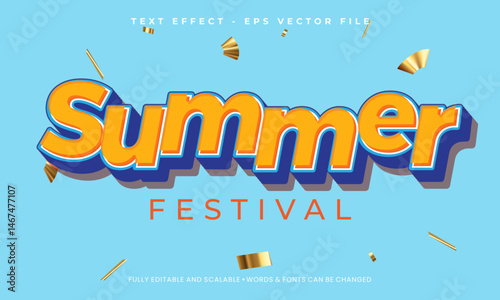 Summer festival text effect typography 3d text