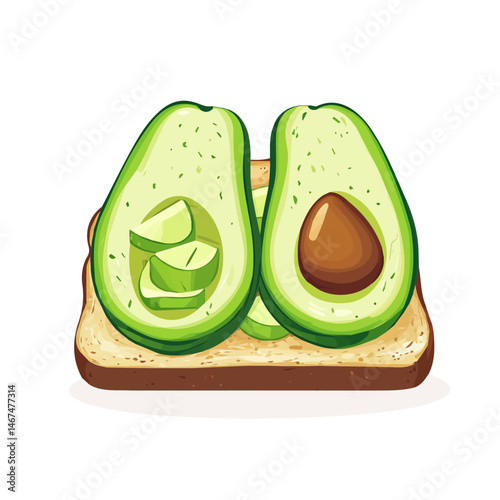 Flat vector Avocado Toast, minimalist design, isolated on a white background.