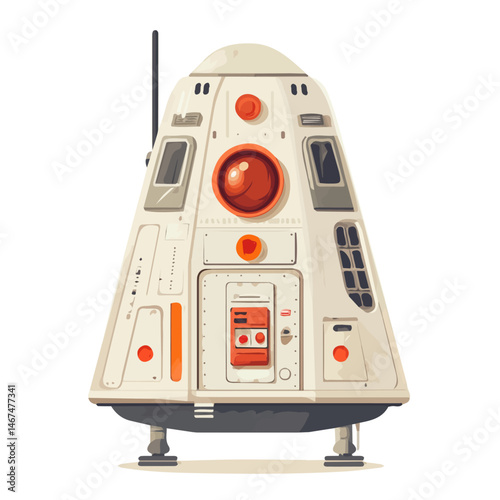 Flat vector Command Module, minimalist design, isolated on a white background.